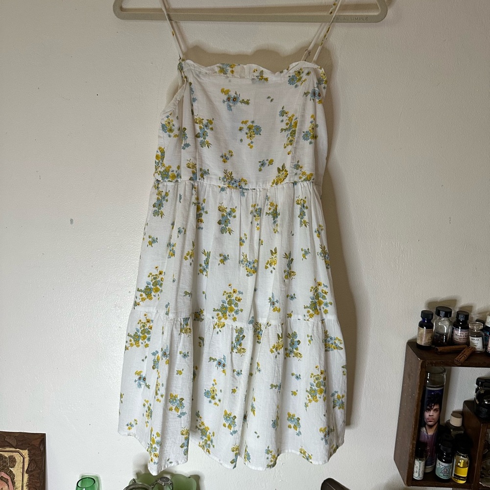 Wild Fable Floral 100% Cotton SunDress with Yellow and Blue Accents Size XS